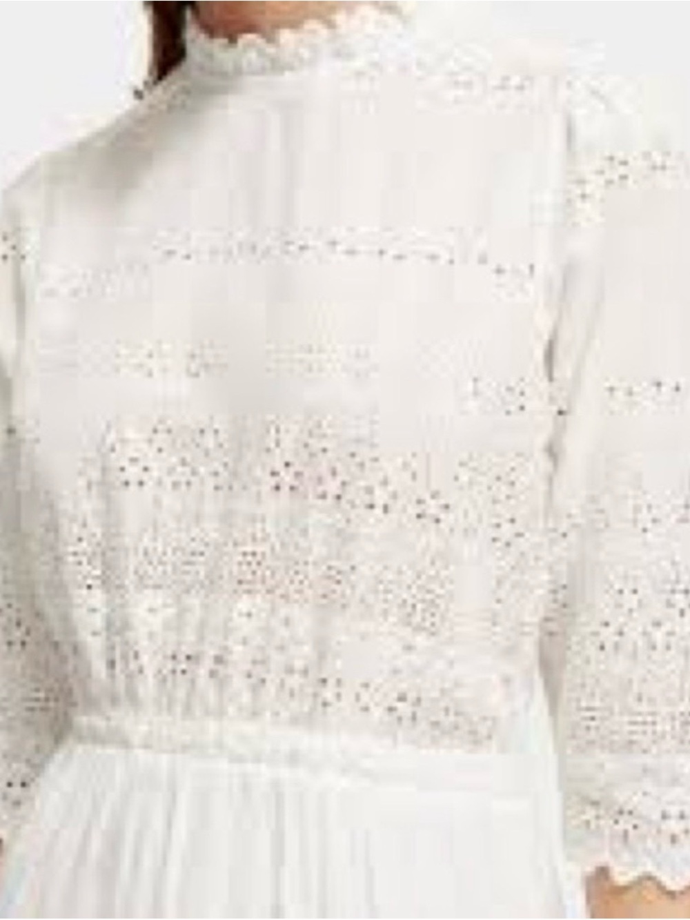 Scotch &Soda White Broderie High-Neck Midi Dress